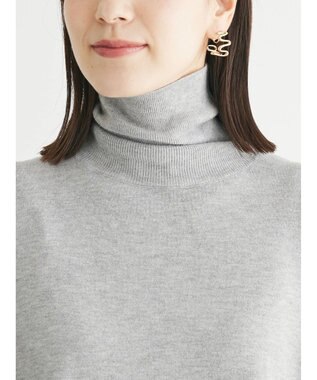 Green Parks もちやわ　タートルニットチュニック Light Gray Mixture