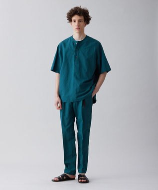 UNFILO MENS ライトリネン ヘンリーネックシャツ [23年春夏商品] ダークグリーン
