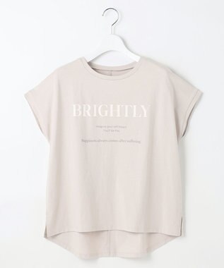 Feroux フレンチスリーブロゴプリント Tシャツ ベージュ系