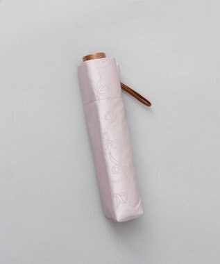 AURORA 【 NINA RICCI（ニナリッチ）】リボン柄無地ジャガード雨傘（折りたたみ傘） グレイッシュピンク