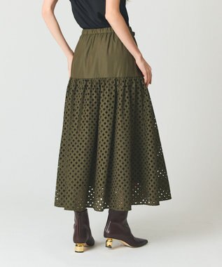 GRACE CONTINENTAL メッシュカットワークスカート カーキ