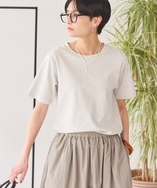 AMERICAN HOLIC きれいめコットンベーシックＴシャツ（５分袖） Oatmeal