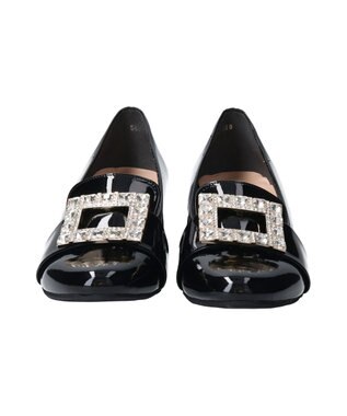 Bridget Birkin 【Bridget Birkin】バックルビジューヒールアップローファー ブラックエナメル