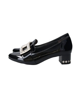 Bridget Birkin 【Bridget Birkin】バックルビジューヒールアップローファー ブラックエナメル