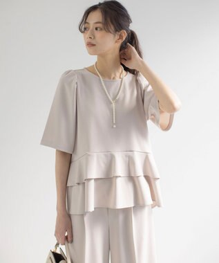 組曲 S ご好評につき追加生産【WEB限定】ジョーゼットジャージーティアード ブラウス ベージュ系