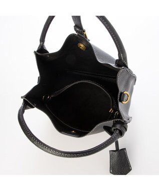 UNBILLION カシュカシュ cachecache / 1枚革風ショルダーベルト付ディテールトート ブラック