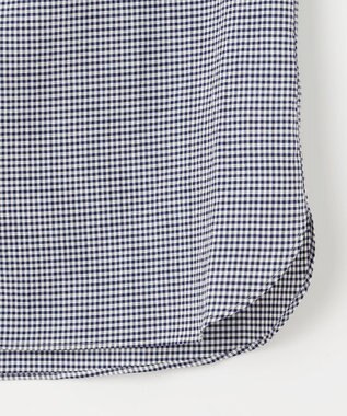 J.PRESS LADIES S 【洗える】アセVis ギンガム フリル襟 ブラウス ネイビー系3