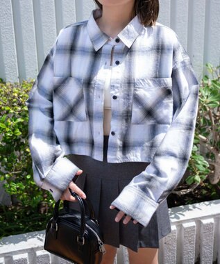 WEGO オンブレチェックショートシャツ ホワイトチェック1