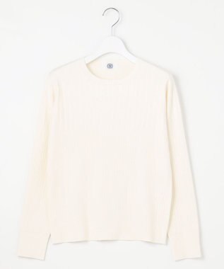 J.PRESS LADIES 【洗える】RAYON STRETCH PLAIN クルーネック ニット ホワイト系