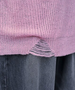 WEGO モヘアタッチスターBIGニット ピンク