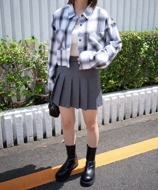 WEGO オンブレチェックショートシャツ ホワイトチェック1