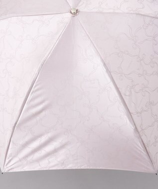 AURORA 【 NINA RICCI（ニナリッチ）】リボン柄無地ジャガード雨傘（折りたたみ傘） グレイッシュピンク