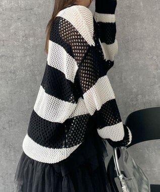 WEGO ボーダーニットビッグPO ブラックボーダー