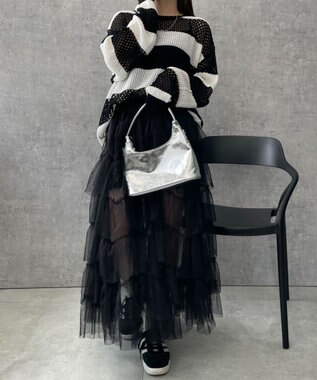 WEGO ボーダーニットビッグPO ブラックボーダー