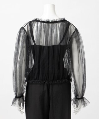 23区 S 【GOLD LABEL】チュール ギャザーブラウス ブラック系