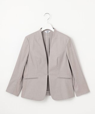 J.PRESS LADIES 【セットアップ対応・洗える・撥水】コットンFITTY ノーカラー ジャケット ベージュ系