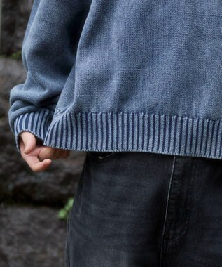 WEGO ブリーチニットグラフィックプルオーバー ネイビー