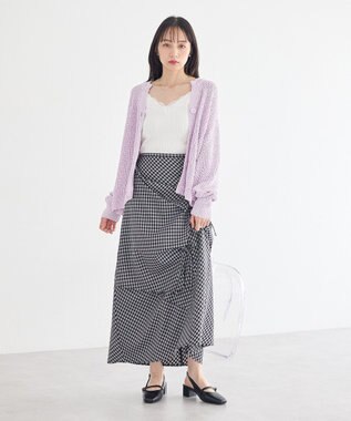 earth music&ecology ランダムキリカエラップスカート Check Black