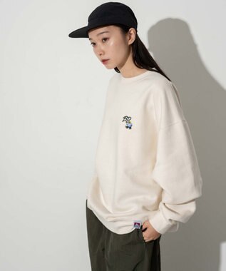 WEGO 【ユニセックス着用ITEM/裏起毛】別注BENDAVISワンポイントプルオーバー オフホワイト