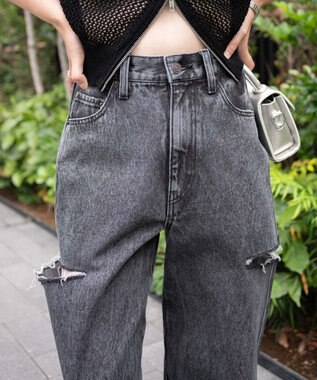 WEGO サイドスリットデニムストレートパンツ ブラックその他