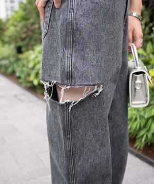 WEGO サイドスリットデニムストレートパンツ ブラックその他