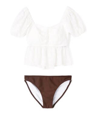 San-ai Resort（三愛水着楽園） 【SALE】３点セット水着　9M【San-ai Resort（サンアイリゾート）】 ホワイト×ブラウン