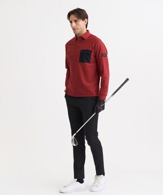 23区GOLF 【MEN】「AIR TOOL」長袖ポケットポロシャツ レッド系