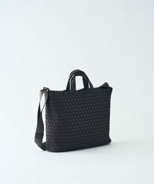 MIYABIYA LAQUOH【撥水加工】篭目柄エンボスボンディング スリム２WAYトート チョコ