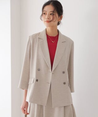 組曲 L シアー ニット５分袖 プルオーバー チェリーローズ系