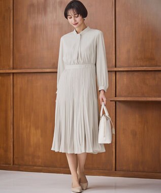 23区 S 【洗える】クリスタルアムンゼン ウエスト切り替え ワンピース ベージュ系