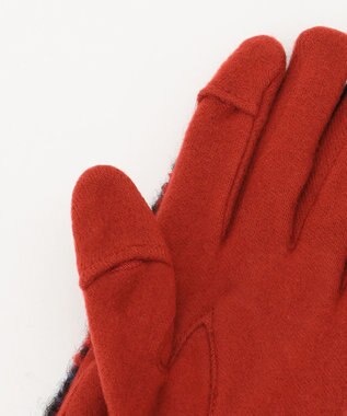 ORuKuBET ラングヘアシャギーチェック3Wayジャージグローブ(WOMEN)【タッチパネル対応】 レッド