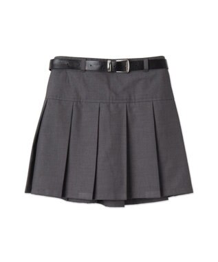 WEGO ベルト付プリーツミニスカパン 杢グレー