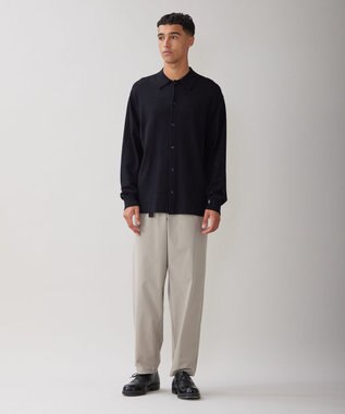 UNFILO MENS 【男女兼用】スタイリッシュ ニットシャツ ブラック