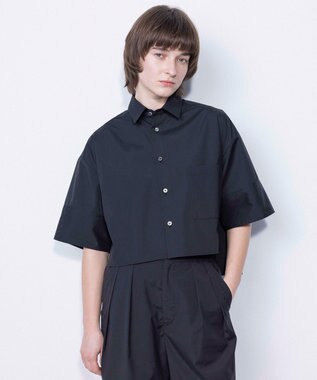 NAVE 【ReNAVE・セットアップ可/洗える/接触冷感/UVケア】コットンポリブロード クロップドシャツ ブラック系