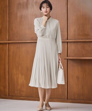 23区 S 【洗える】クリスタルアムンゼン ウエスト切り替え ワンピース ベージュ系