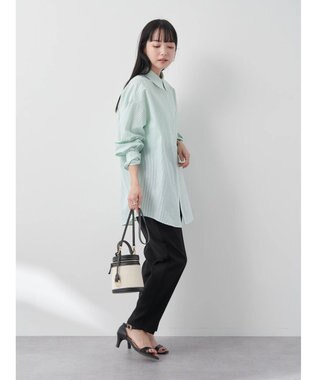 earth music&ecology サッカーストライプボーイズライクシャツ Green