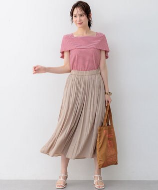 組曲 L 【先行予約】GIZAコットンオフショルダー カットソー オフ×チェリー系2