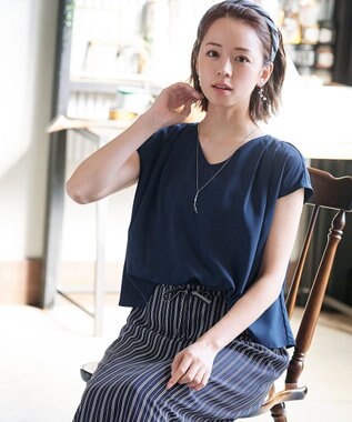 Tiaclasse 【洗える】大人こなれた印象のドッキングドロストワンピース ネイビー