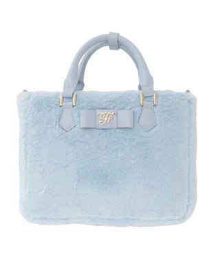 Maison de FLEUR 【限定カラーあり】フェイクファー中仕切りバッグ Blue
