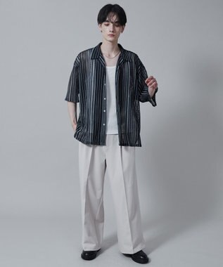 WEGO ストライプメッシュBIGシャツ（S） 柄2