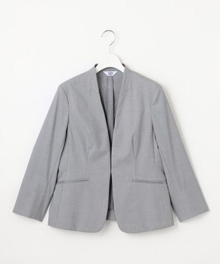 J.PRESS LADIES 【セットアップ対応・洗える・撥水】コットンFITTY ノーカラー ジャケット グレー系