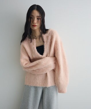 Green Parks 前後２ｗａｙキーネックシャギーニット Pink