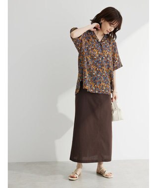 Green Parks 柄開襟シャツ Brown