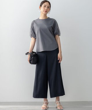 組曲 L グロッシーツイルワイドフレア パンツ ネイビー系