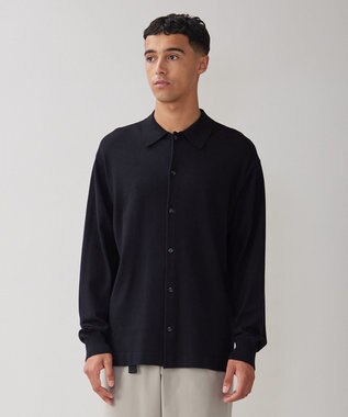 UNFILO MENS 【男女兼用】スタイリッシュ ニットシャツ ブラック