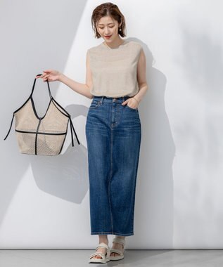 23区 【洗える】ピュアリネンハイゲージ ノースリーブ ニット ベージュ系