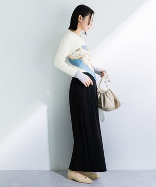 Green Parks アンチピリング袖配色ニットプルオーバー Ivory