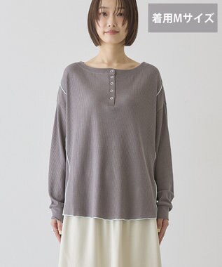 AMERICAN HOLIC 【選べる丈】ヘンリーネックワッフルメロープルオーバー Charcoal Gray