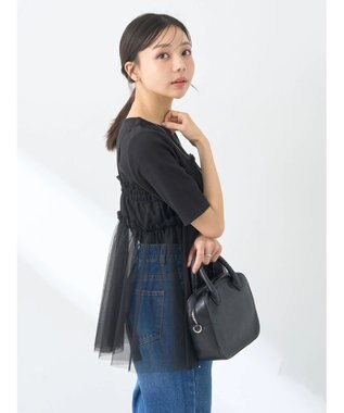 earth music&ecology ＳＥＴ２点チュールビスチェ＋リブプルオーバー Black