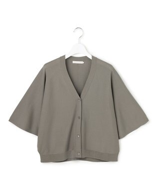 ICB L フライスリーブ Vネックカーディガン スティールカーキ